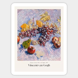 Grapes, Lemons, Pears, and Apples by van Gogh with text Sticker